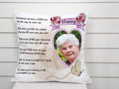 A Memory Pillows Design Set, featuring eight sublimation-ready templates for remembrance pillows, with editable PSD files. Comes in JPEG, PNG, and PSD formats.