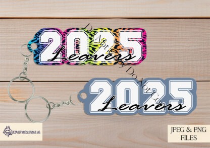 100 Leavers Keyring Designs for TLBlanks featuring 50 colour variations for 2025 and 2026, in plain, patterned, and glitter styles, perfect for sublimation on keyrings and school leavers' gifts.