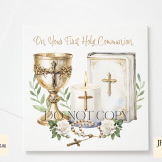 Holy Communion Bible digital design set featuring six designs in gold, pink, and blue, with text and textless variations. Includes three mock-ups.