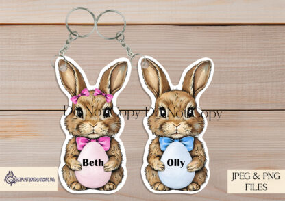 A 25-piece Easter Bunny Keyring Clip Art Set, featuring 24 colourful bunnies and an optional background. Designed in collaboration with TLBlanks. Comes in JPEG and PNG formats.