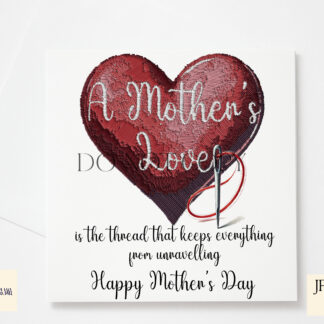 A Mother’s Love Stitching Design Set featuring UK and US spelling variations of a heartfelt quote, perfect for sublimation on cards, cushions, and gifts.