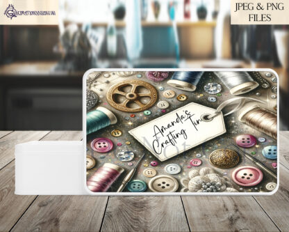 A Crafting Sublimation Design Collection, featuring 4 A4 designs for sublimation tins and 4 matching resizable files for mugs, coasters, and cushions. Comes in JPEG and PNG formats.