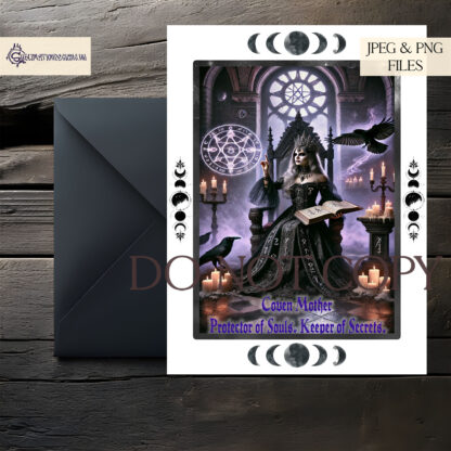 Gothic Witchcraft Mother’s Day Card Design Set featuring mystical gothic frames, worded and textless variations, perfect for sublimation on cards and alternative gifts.