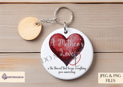 A Mother’s Love Stitching Design Set featuring UK and US spelling variations of a heartfelt quote, perfect for sublimation on cards, cushions, and gifts.