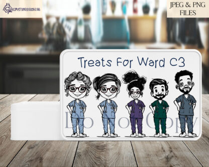 A Medical Nurse Doodle Art Clip Art Set, featuring 72 elements, including male and female characters, customisable outfits, and accessories. Comes in JPEG and PNG formats.