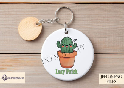 A Comedy Cactus Prick Design Set, featuring 10 unique cartoon cactuses with funny names, a mug wrap, and two T-shirt designs. Comes in JPEG and PNG formats.