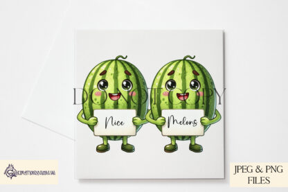 A Fruit and Veg Characters Holding Blank Signs Design Set, featuring 31 fruit and vegetable characters with blank signs for customisation. Comes in JPEG and PNG formats.