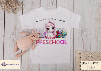 A school-themed digital design bundle, featuring Dinosaur, Bear, and Unicorn designs with personalisation-ready text options for school, nursery, reception, preschool, and primary school. Comes in JPEG and PNG formats.