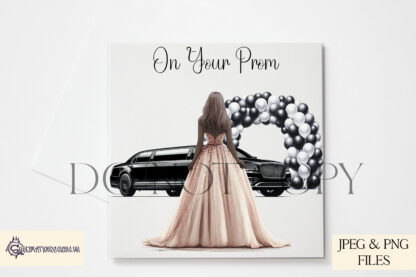 An Elegant Prom & Bridesmaid Clip Art Collection, featuring 102 elements, including bridesmaids and prom girls in 12 dress colours, limousine & balloon arch elements, and a customisable event sign. Comes in JPEG and PNG formats.