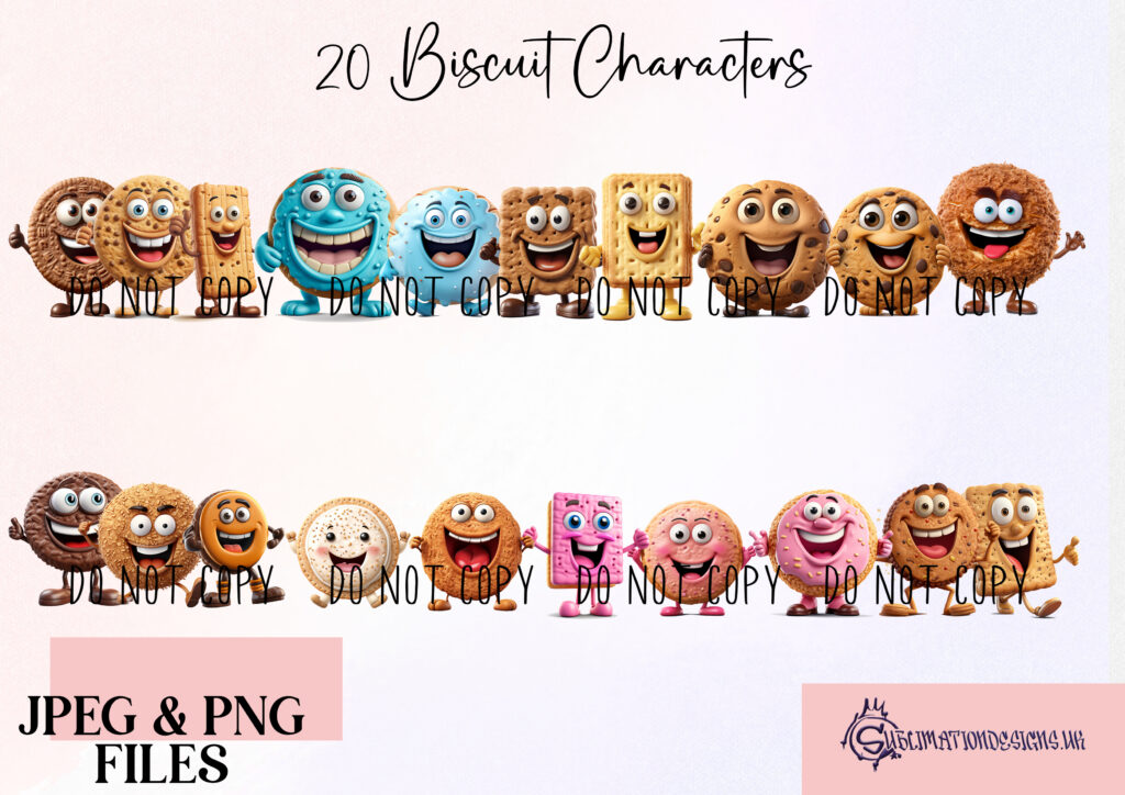 Family Biscuit Character Clip Art Sublimation Designs Set