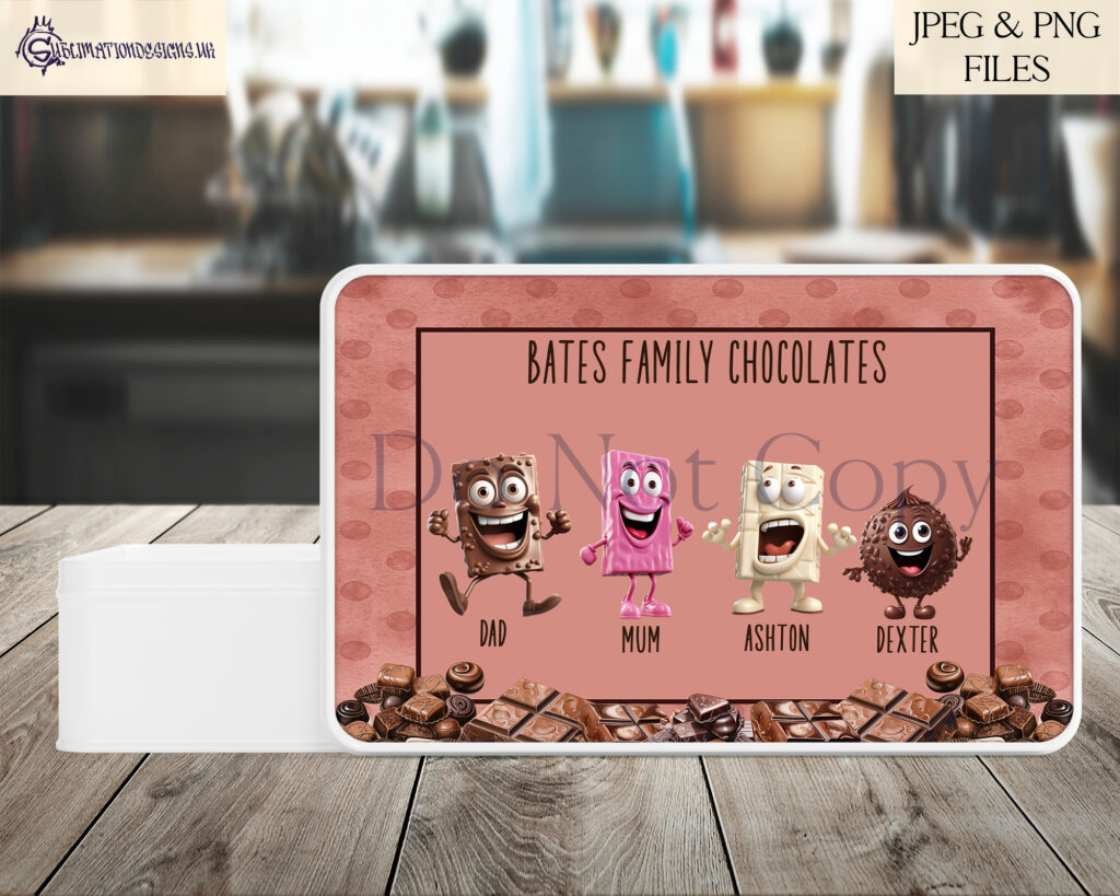 Family Chocolate Character Clip Art Sublimation Designs Set