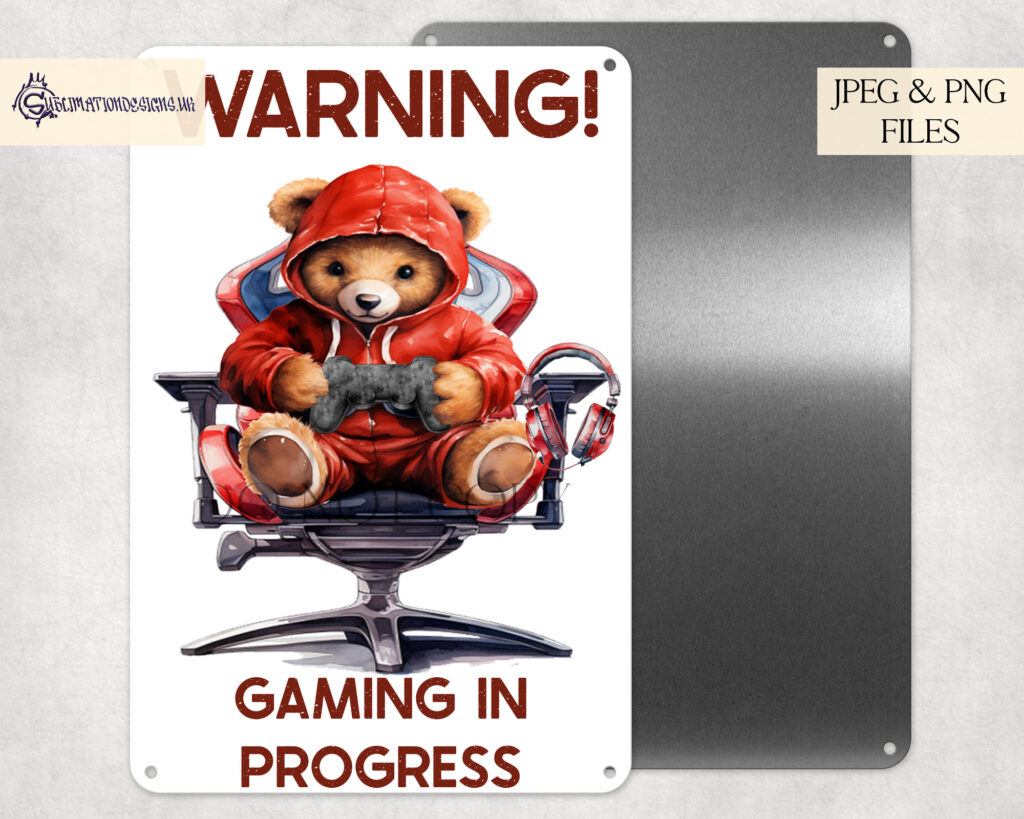Gaming Legend Teddy Bear Sublimation Design
