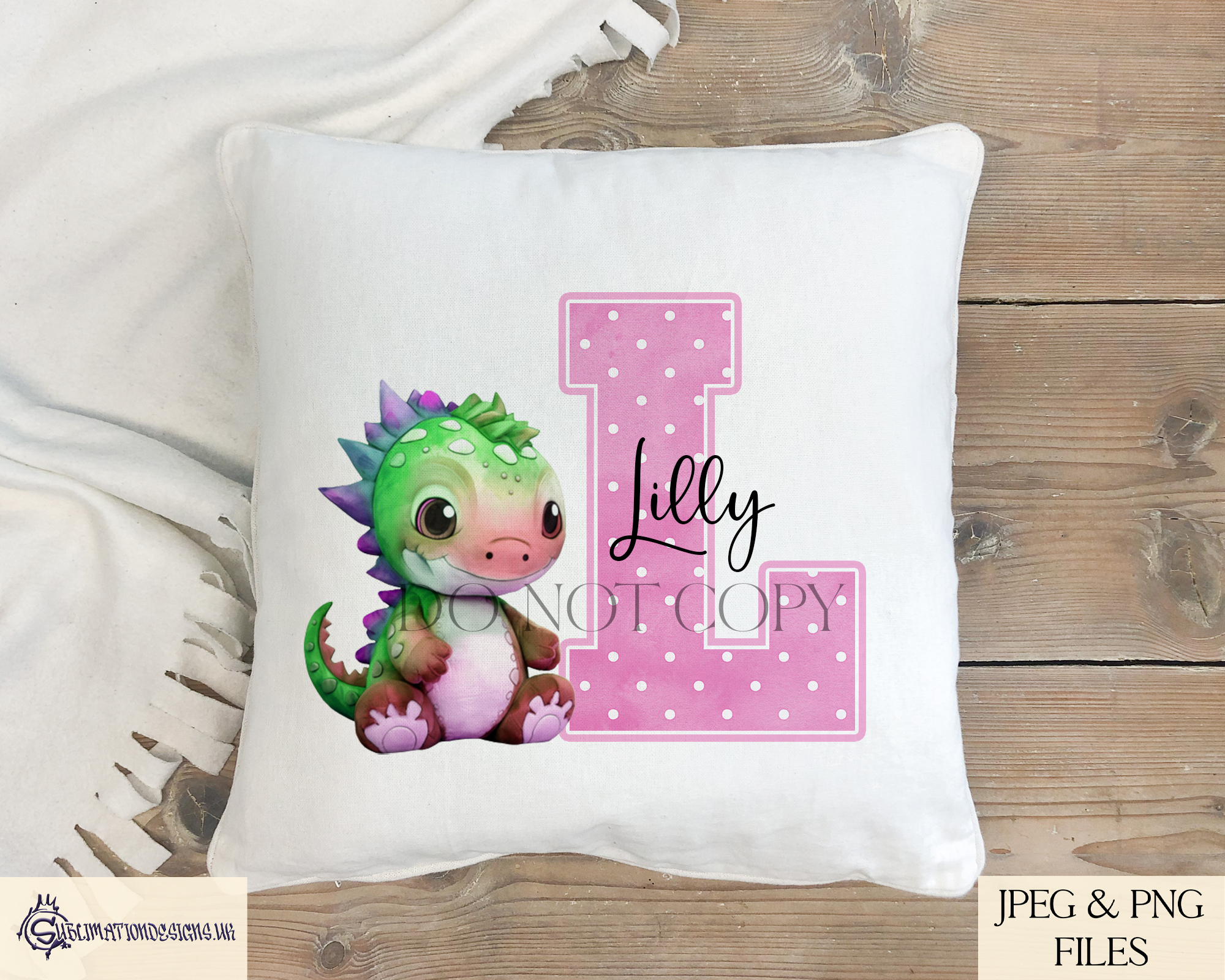 Pink Dinosaur Alphabet - Pink Letter with Dinosaur Illustration