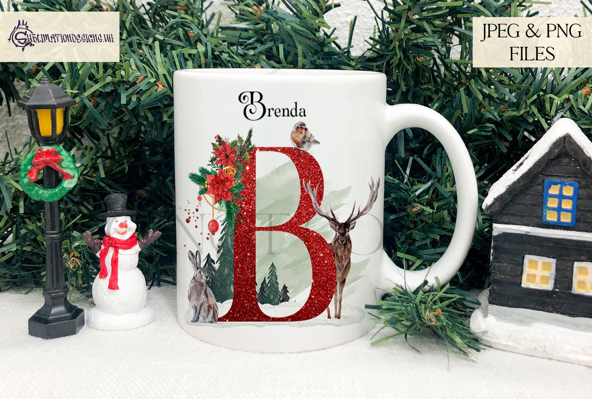 Elegant Christmas Alphabet with Red Glitter Effect