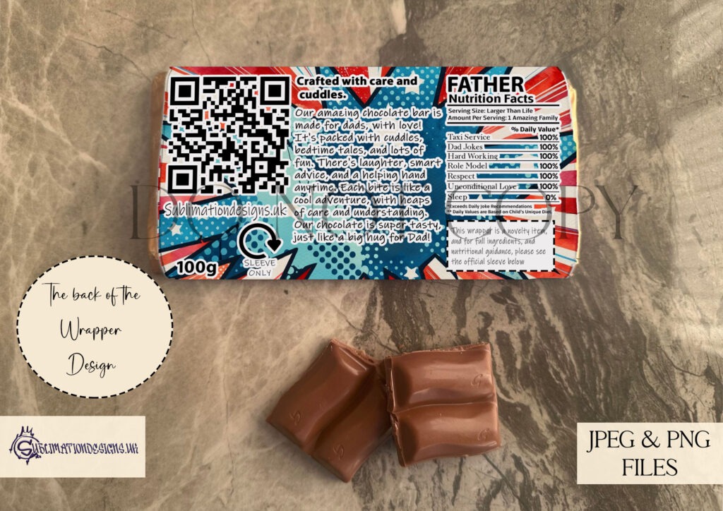 Superhero dad chocolate bar wrapper for Father's Day